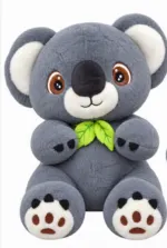 Cute Gray Koala Plush Toy with Leaf - Image 5