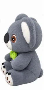Cute Gray Koala Plush Toy with Leaf - Image 3