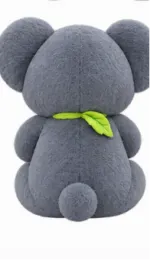 Cute Gray Koala Plush Toy with Leaf - Image 2