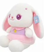 Cute White Bunny Plush Toy with Pink Dress - Image 5