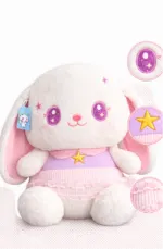Cute White Bunny Plush Toy with Pink Dress - Image 3