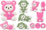 Cute Kawaii Pink & Green Bear Plush Toy - Image 7