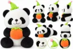 Cute Panda Plush Toy with Pumpkin & Green Party Hat - Image 6