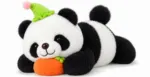 Cute Panda Plush Toy with Pumpkin & Green Party Hat - Image 4