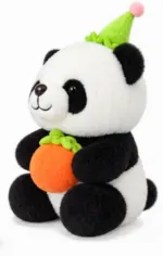 Cute Panda Plush Toy with Pumpkin & Green Party Hat - Image 2