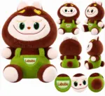Brown Labubu Plush Toy with Green Overalls - Image 6