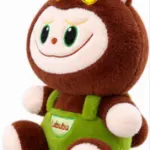 Brown Labubu Plush Toy with Green Overalls