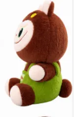 Brown Labubu Plush Toy with Green Overalls - Image 2