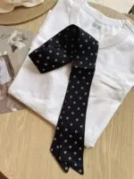 French Vintage Floral Polka Dot Skinny Scarf - Image 5