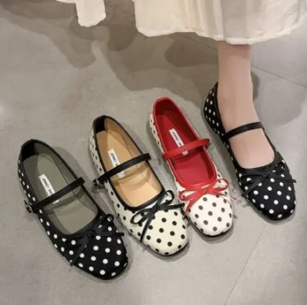 Vintage Polka Dot Mary Jane Ballet Flats