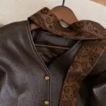 Ribbon V-Neck PU Leather Blazer - Image 4
