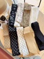 French Vintage Floral Polka Dot Skinny Scarf - Image 2