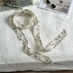 French Vintage Floral Polka Dot Skinny Scarf - Image 4