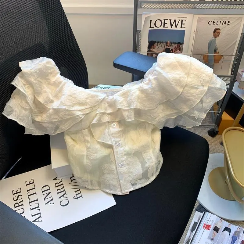 Main Images10 Off-Shoulder Ruffle Crop Top - Image 1