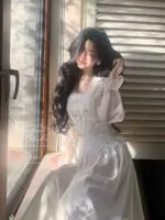 Embroidered Lace Top & A-Line Skirt Set - Image 5