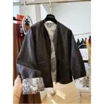 Reversible Chinese Print PU Leather Jacket - Image 4