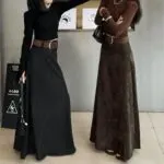 French High-Waist Textured Maxi Skirt - Image 10