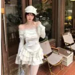 Lace Off Shoulder Slim Fit Knit Top - Image 2