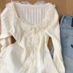 Lace Panel Off-Shoulder Knit Top