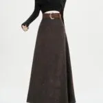 French High-Waist Textured Maxi Skirt - Image 8