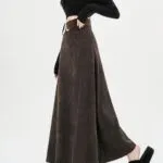 French High-Waist Textured Maxi Skirt - Image 5