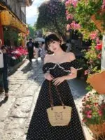 Black Polka Dot Short Sleeve Maxi Dress - Image 6