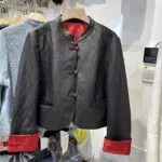 Retro Chinese Style Faux Leather Cropped Jacket - Image 7