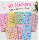Cute 3D Puffy Stickers – Kawaii Cartoon & Food-Themed Decorative Sticker Sheets - Image 4