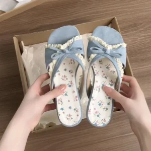 Women’s Floral Bow Platform Slides
