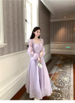 Women’s Lilac Square-Neck Long-Sleeve Maxi Dress - Image 10