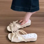 Women’s Floral Bow Platform Slides - Image 3