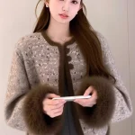 Women’s Contrast-Trim Textured Knit Cardigan - Image 5