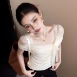 Women’s Lace Bow-Tie Off-Shoulder Fitted Tee – view 2