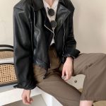 European Style Lapel Short PU Leather Jacket for Women - Petite Fit, Street Style - Image 12