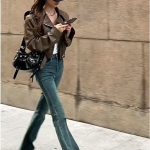 European Style Lapel Short PU Leather Jacket for Women - Petite Fit, Street Style - Image 16