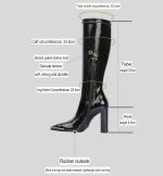 Glossy Square-Toe Knee-High Boots – Slim Fit Patent Leather Boots - Image 7