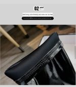 Glossy Square-Toe Knee-High Boots – Slim Fit Patent Leather Boots - Image 9