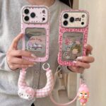 Cute Pink Kitty Card Holder iPhone Case | Electroplated Silver Protective Cover - Image 7