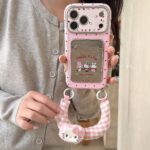 Cute Pink Kitty Card Holder iPhone Case | Electroplated Silver Protective Cover - Image 4