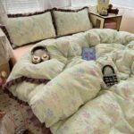 Floral Washed 4-Piece Princess Bedding Set with Lace Trim - Image 7