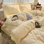 Floral Washed 4-Piece Princess Bedding Set with Lace Trim - Image 4