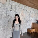 Polka Dot Bow V-Neck Crop Cami & High-Waist Bodycon Skirt Set - Image 3