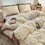Floral Washed 4-Piece Princess Bedding Set with Lace Trim - Image 5