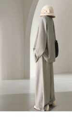 Plus Size Striped Blazer & Wide-Leg Pants Set - Image 2