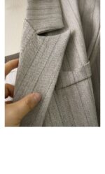 Plus Size Striped Blazer & Wide-Leg Pants Set - Image 7