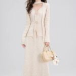 French Red V-Neck Knit Top & Skirt Set - Image 9