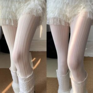 Milky White Cable Knit Sheer Tights