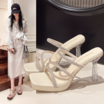Rhinestone Transparent High Heel Slide - Image 14