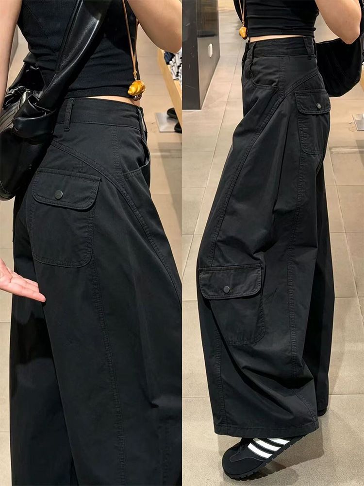 Main Images2 High-Waist Multi-Pocket Cargo Wide-Leg Pants - Image 1