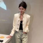 Stand Collar Button Front Short Jacket - Image 5